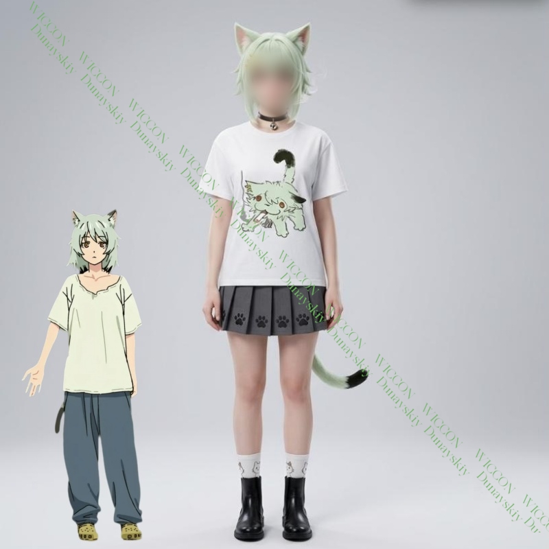 Anime Merchandise T Shirt - Camiseta de Algodão Chainsmoker Cat Yaniko