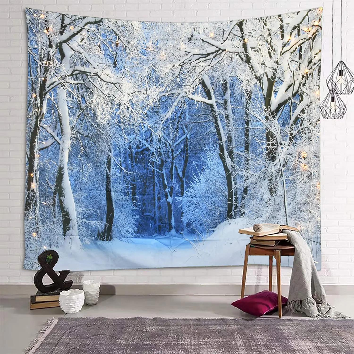 Wall Scroll Tapestry - Tapeçaria de Natal Natureza White Forest