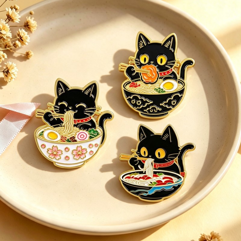 Enamel Pin Set - Broche de Esmalte de Gato Preto